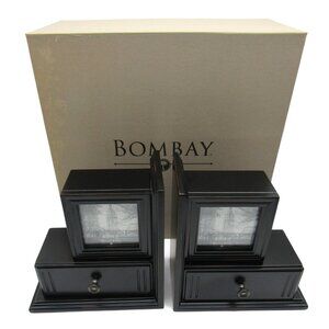 Bombay Photo Frame Wood 2 Bookends With Drawers Boxed